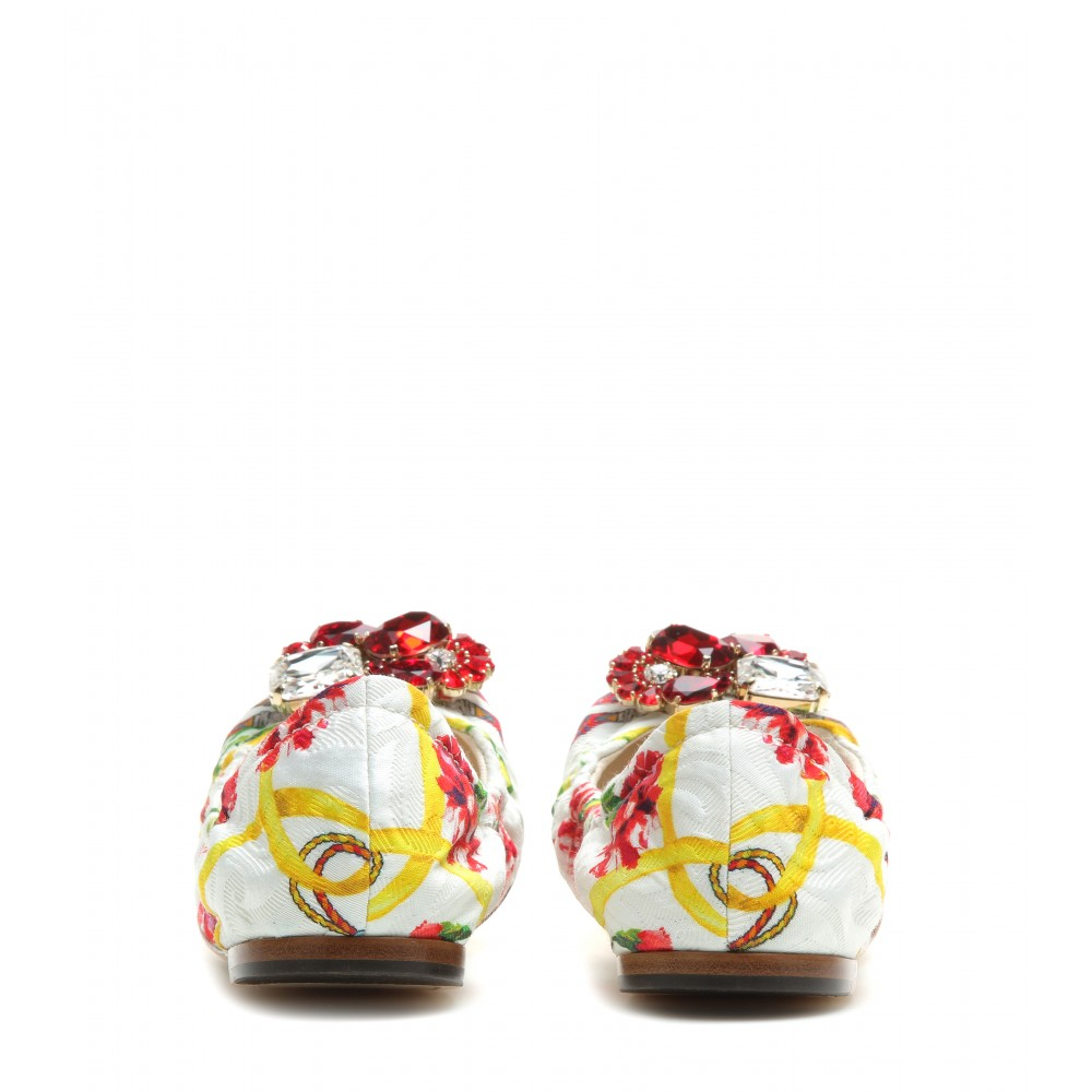 Dolce & Gabbana Embellished Jacquard Ballet Flats - Lyst