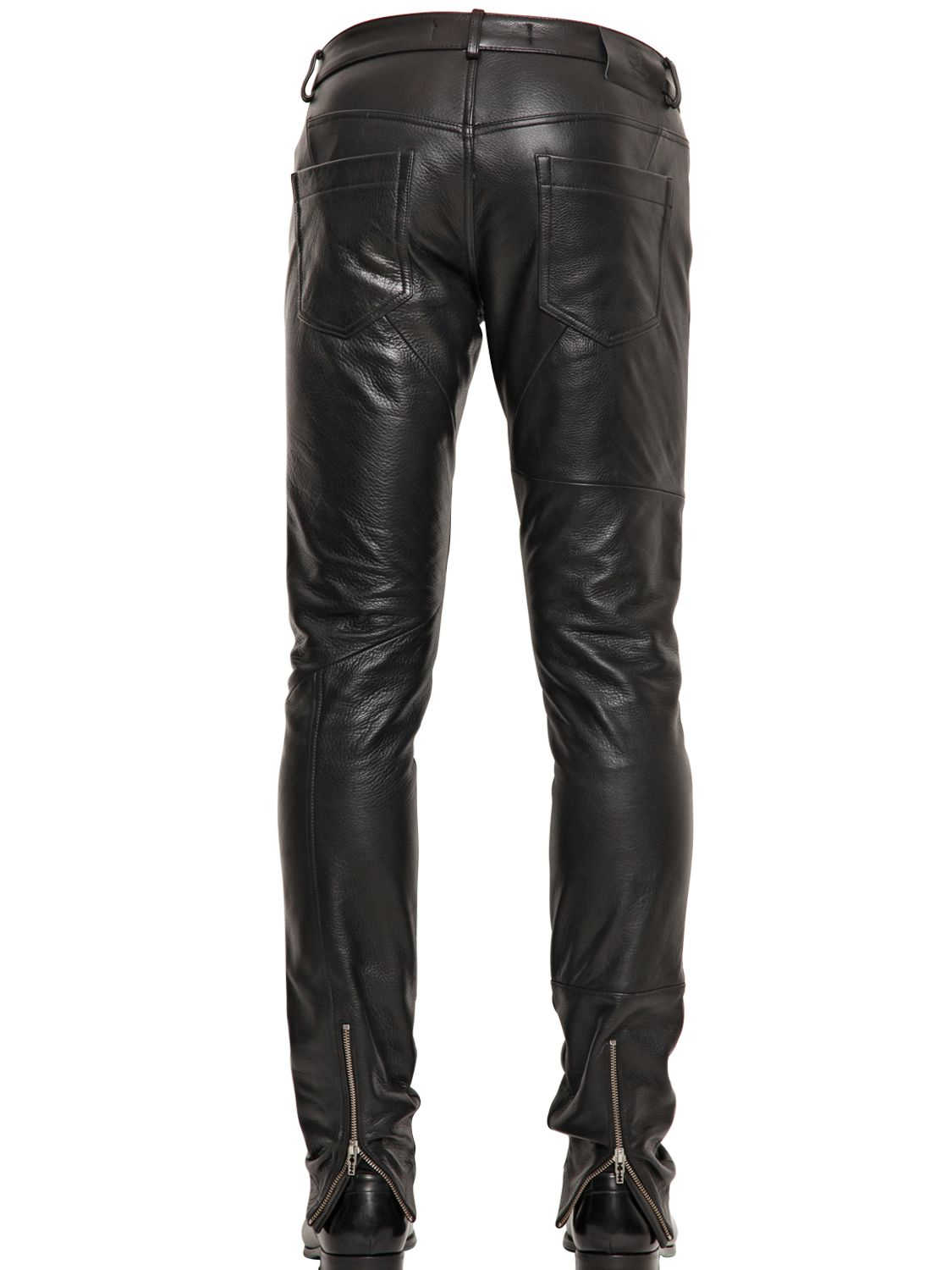 McQ 15Cm Frankenstein Embossed Leather Jeans in Black for Men - Lyst