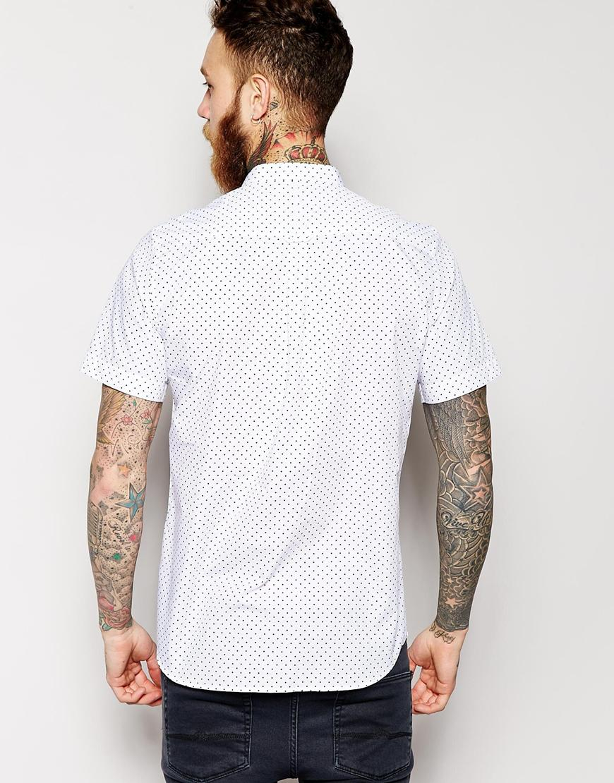 white short sleeve grandad collar shirt