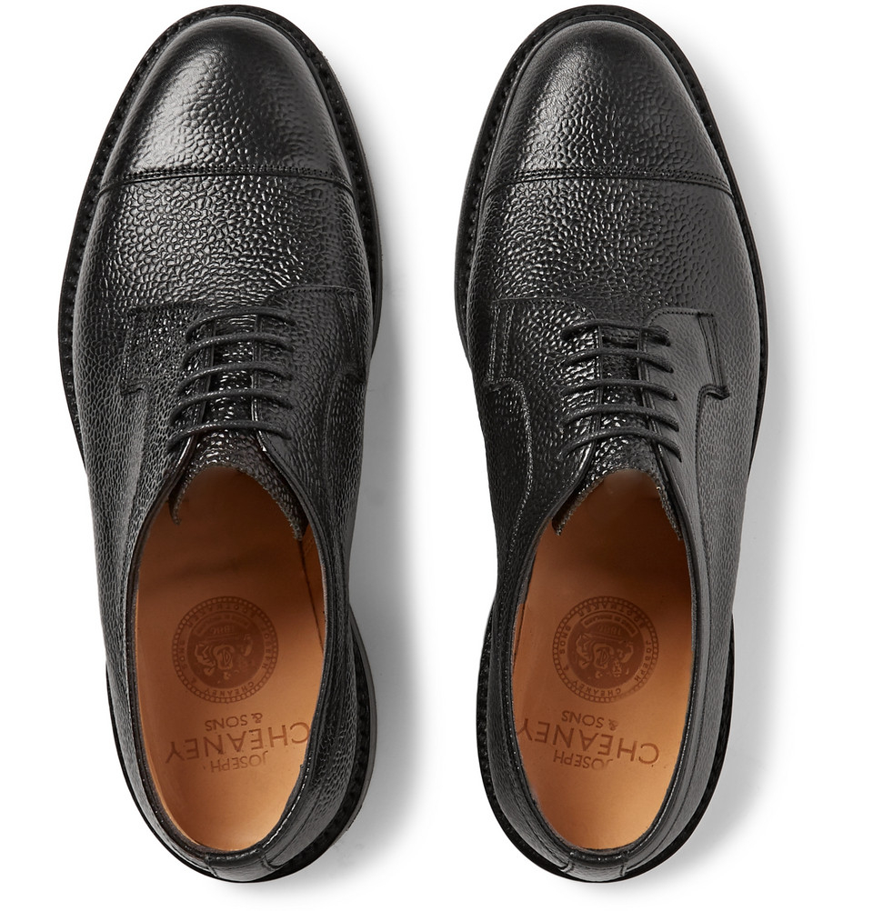 Cheaney Tenterden Pebble-Grain Leather Derby Shoes in Black for Men | Lyst