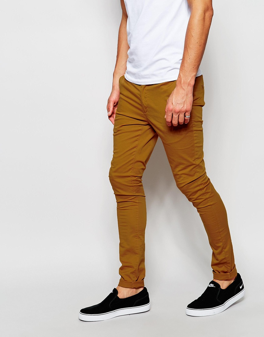 ASOS Cotton Extreme Super Skinny Chinos In Dark Brown for Men | Lyst