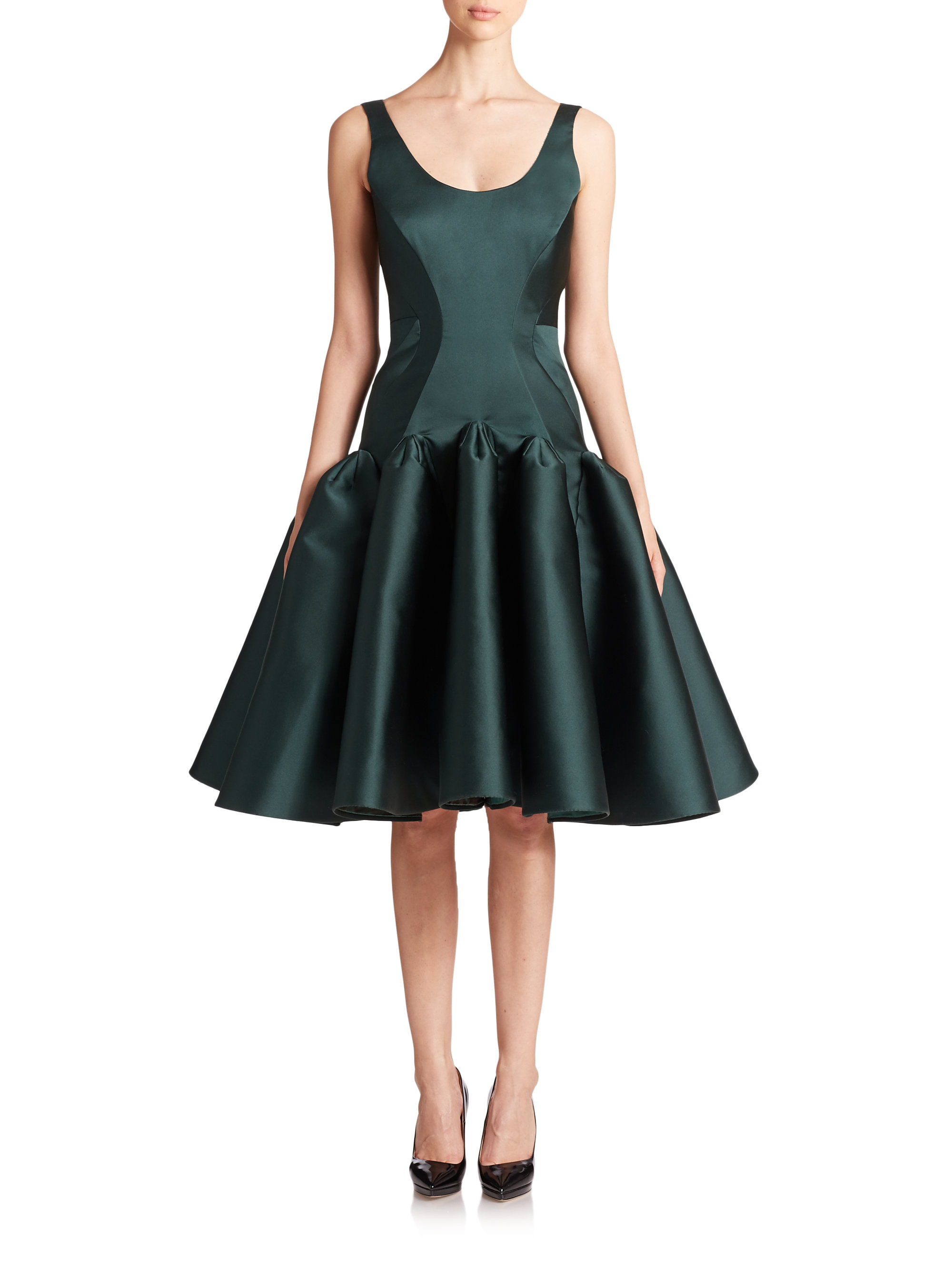 green satin cocktail dress