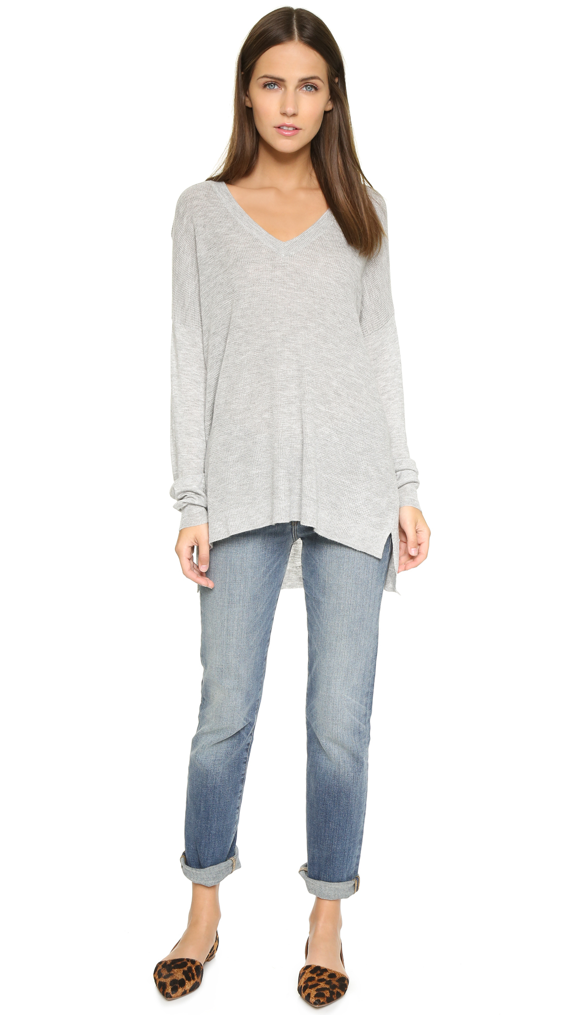 Lyst - Feel The Piece Tristan Waffle Sweater - Light Heather Grey in Gray