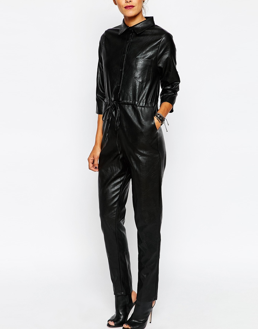 leather look jumpsuit