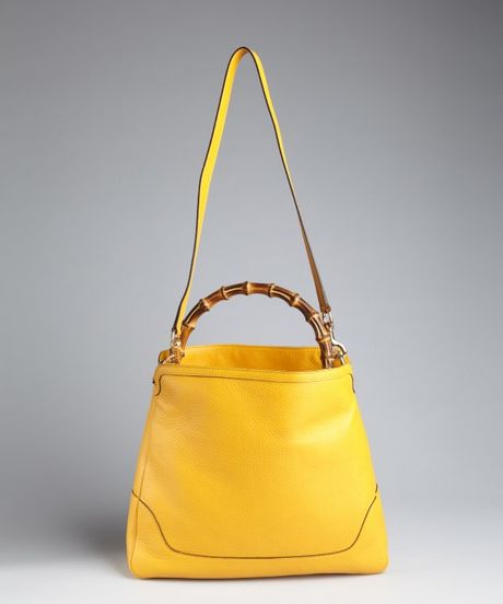 Gucci Bumble Bee Leather Diana Bamboo Handle Tote in Yellow (beige)