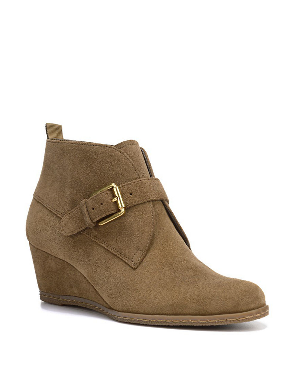 Franco sarto Amerosa Suede Wedge Ankle Boots in Green | Lyst