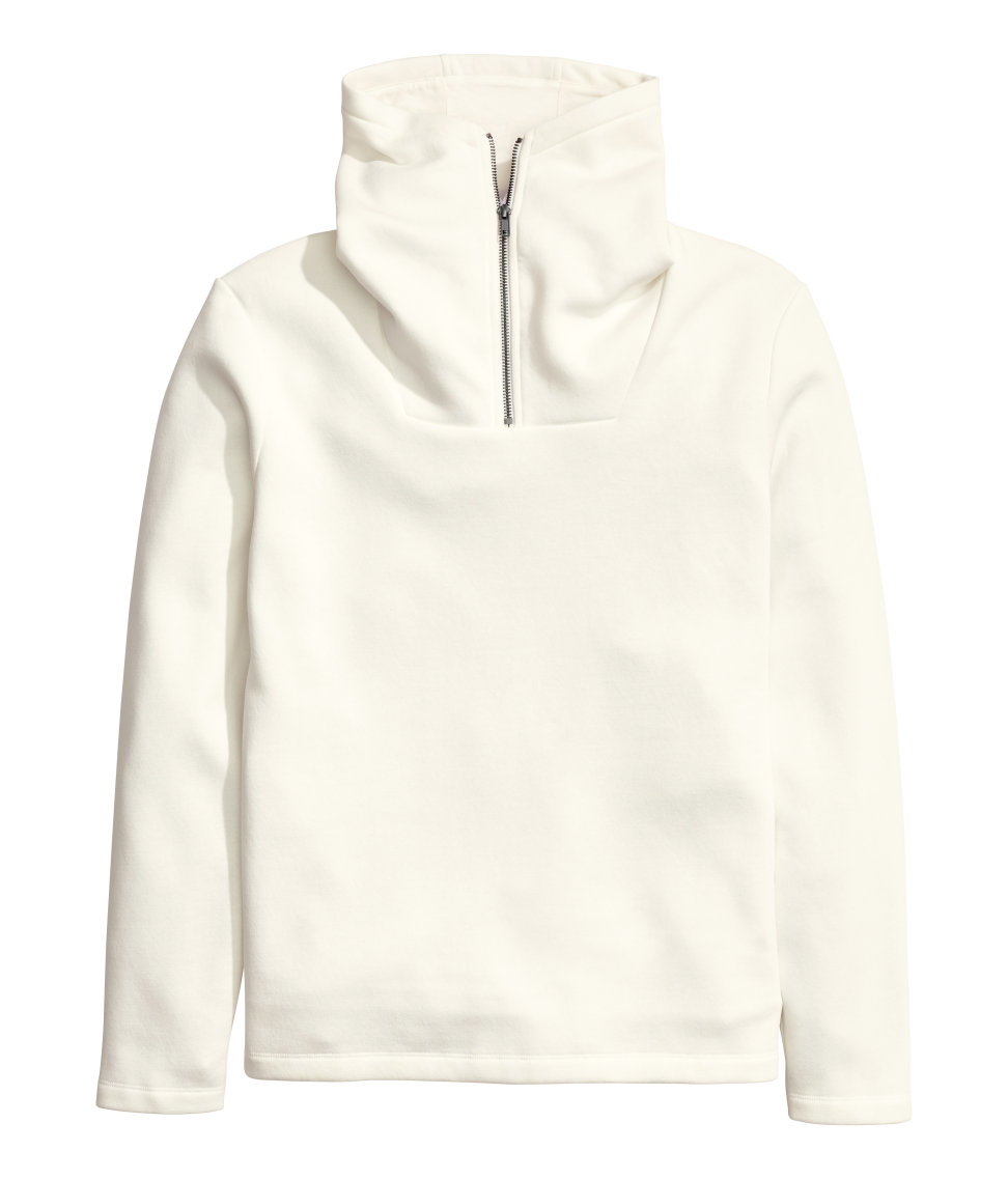 H&M Funnel-collar Sweatshirt in White for Men - Lyst