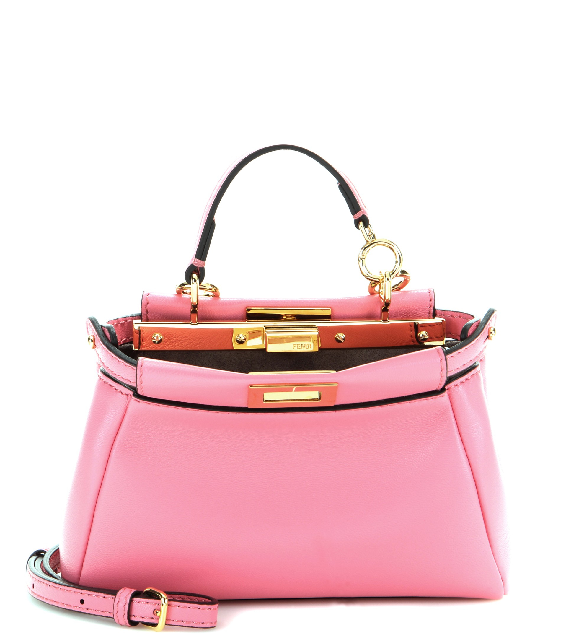 Fendi Micro Peekaboo Leather Shoulder Bag in Pink - Lyst
