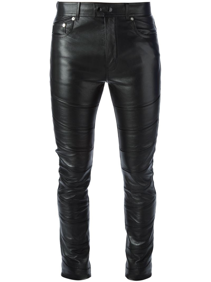 Saint Laurent Skinny Leather Trousers in Black for Lyst