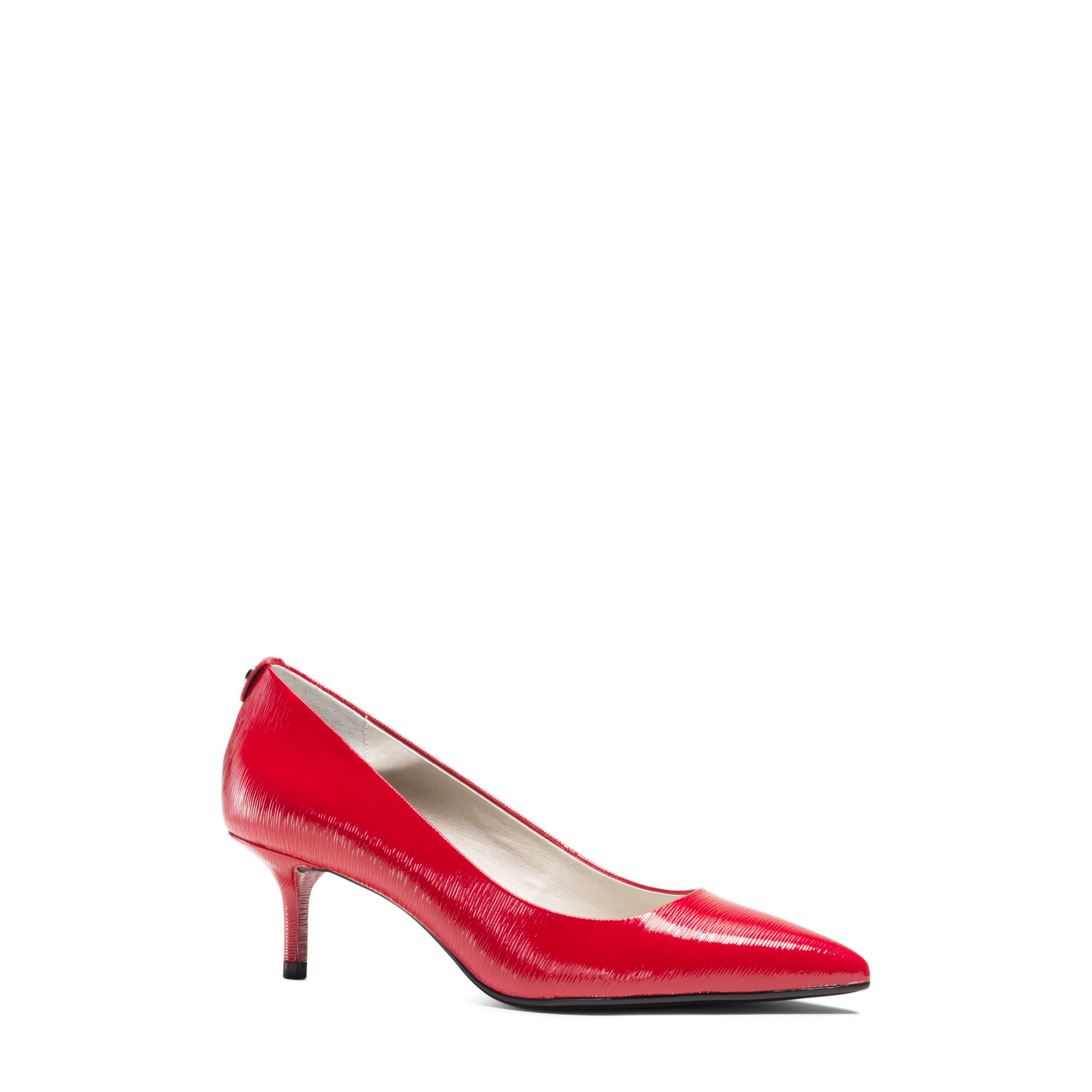 Michael kors Flex Patent-leather Kitten-heel Pump in Red | Lyst