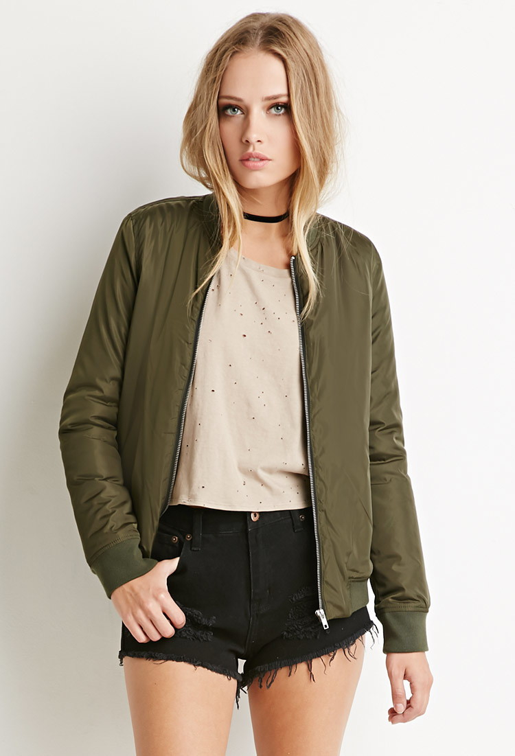 forever 21 olive green bomber jacket