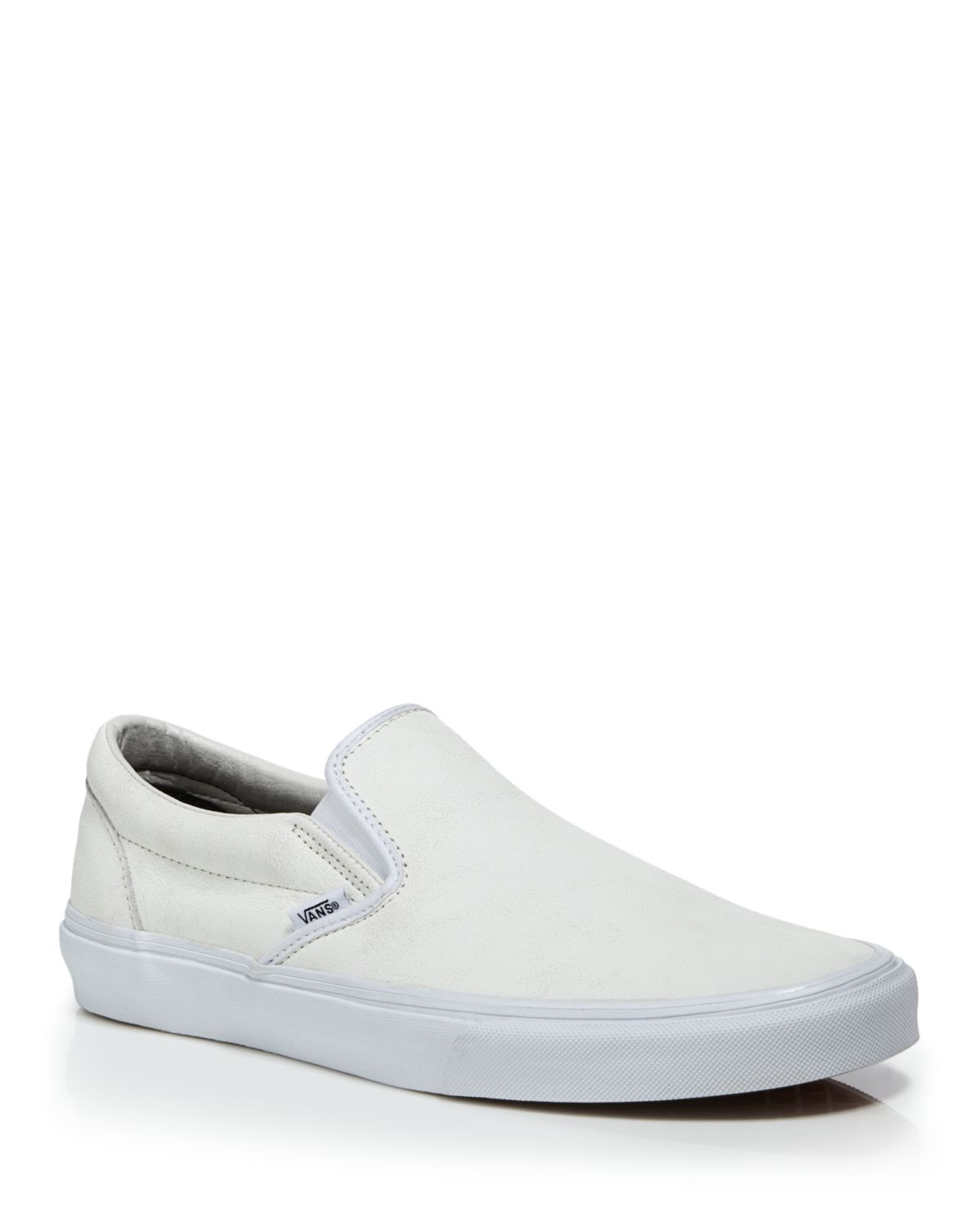 vans classic slip on white leather