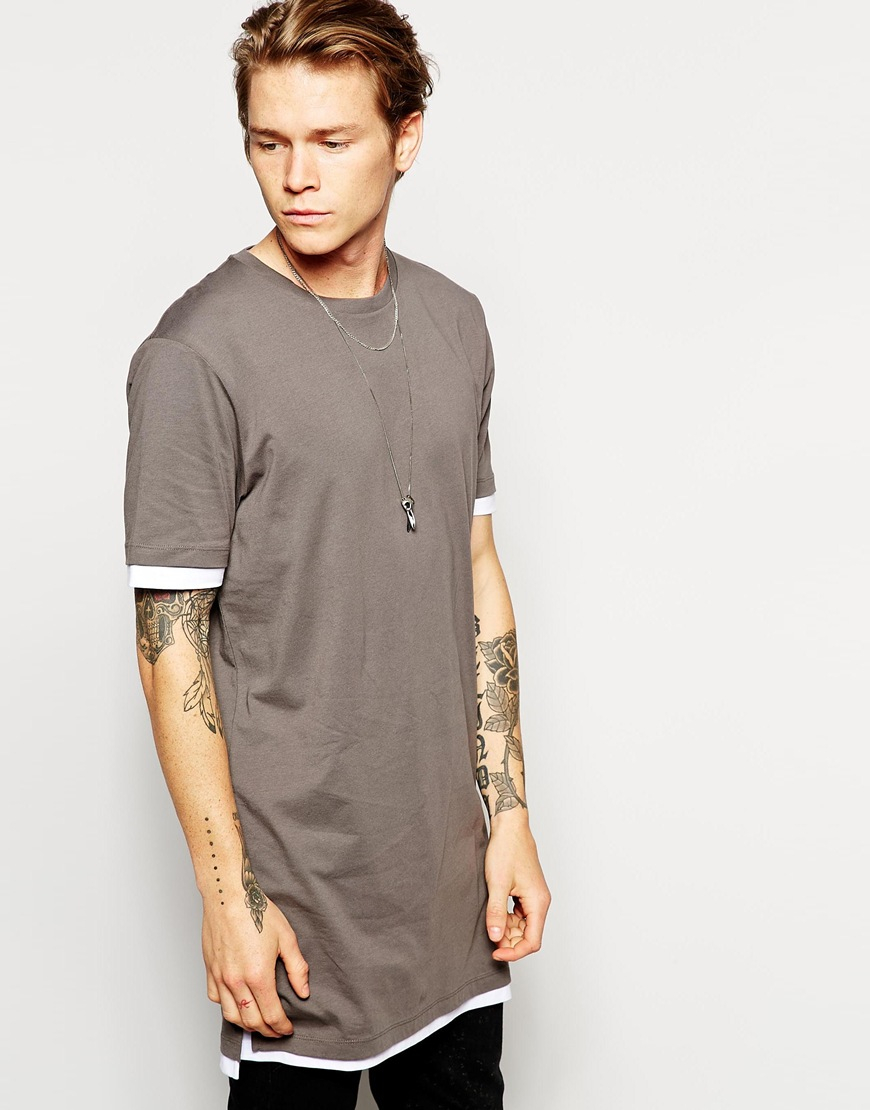 Lyst - Asos Super Longline T-Shirt With Double Layer Skater Fit And ...
