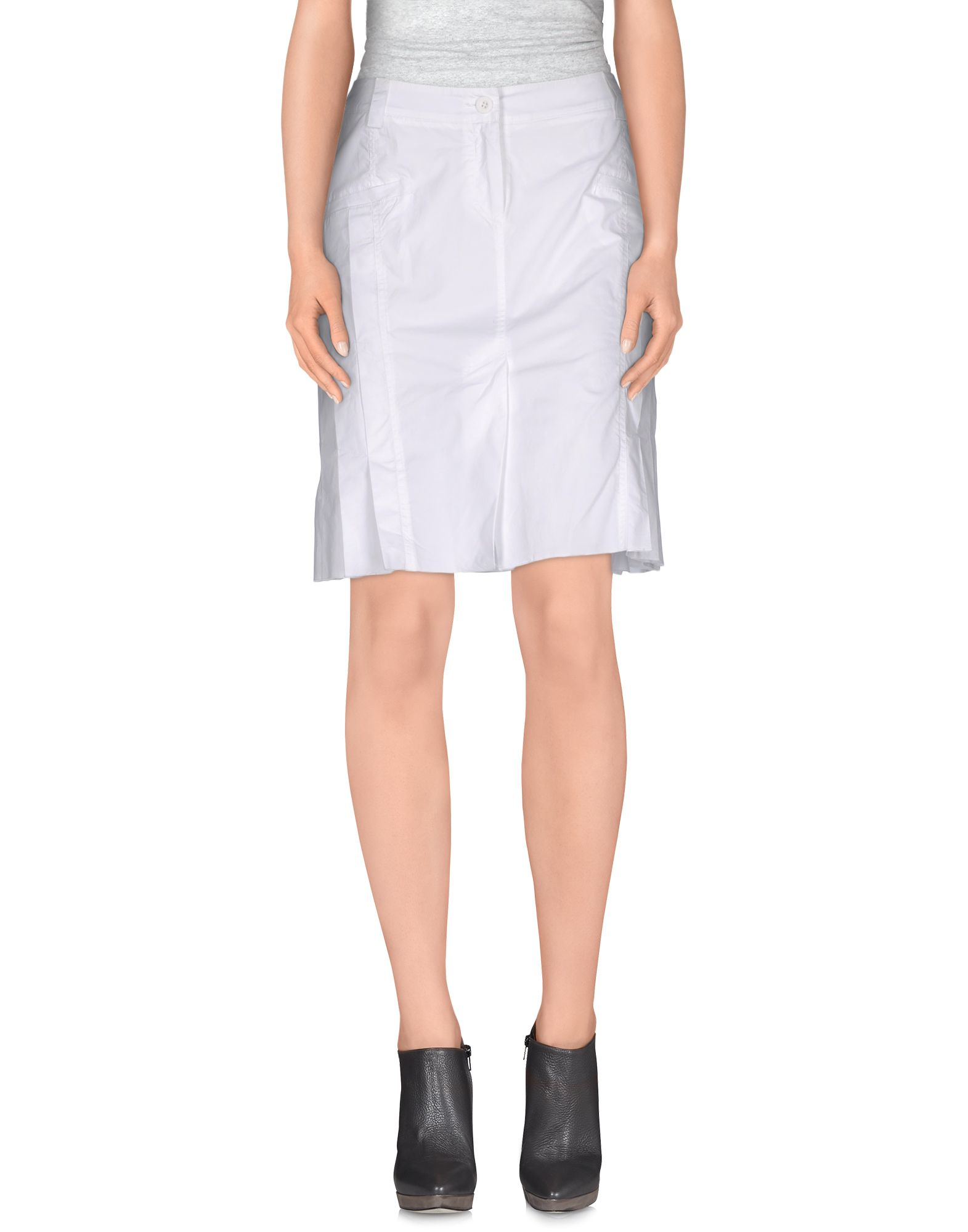Pianurastudio Knee Length Skirt in White | Lyst
