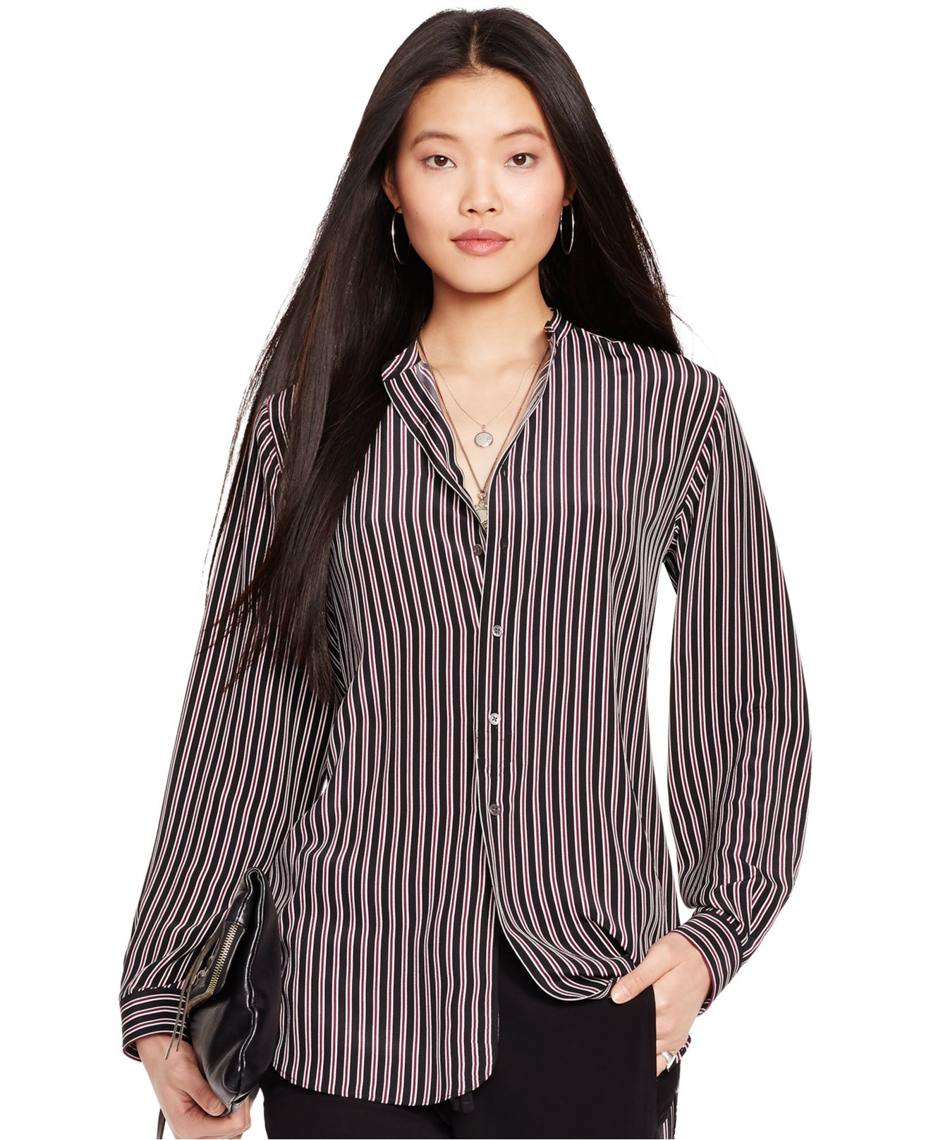 black striped polo shirt