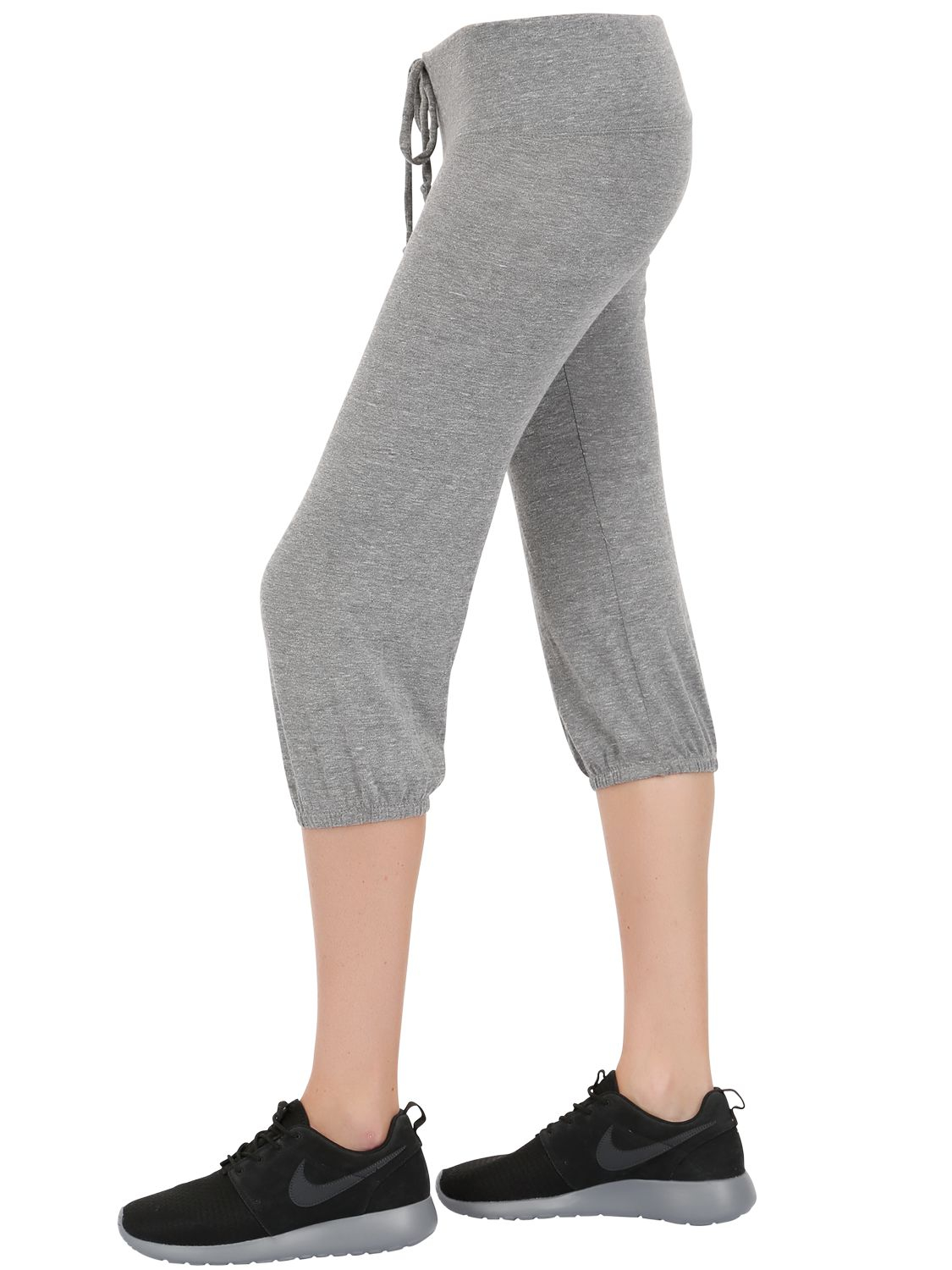 Lyst Alternative apparel Cropped Cotton Blend Jersey Yoga Pants in Gray