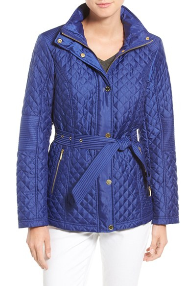 michael kors quilted belted coat