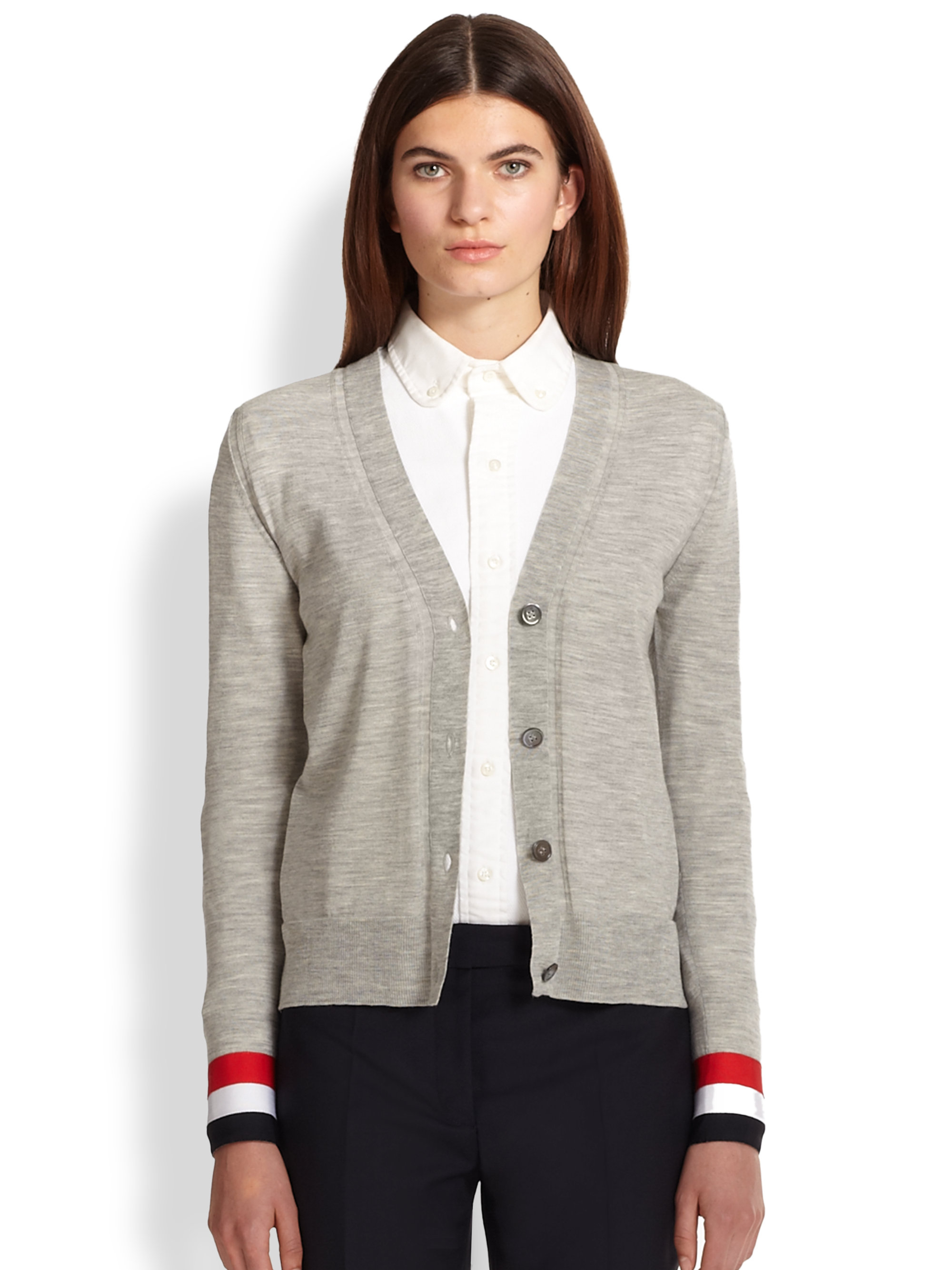 thom browne grey cardigan