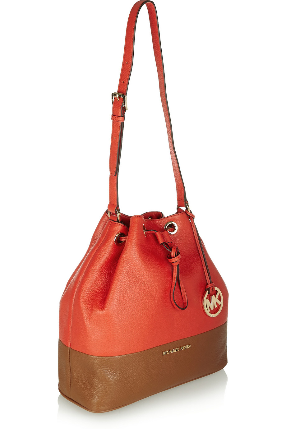MICHAEL Michael Kors Jules Two-Tone Leather Bucket Bag in Orange - Lyst