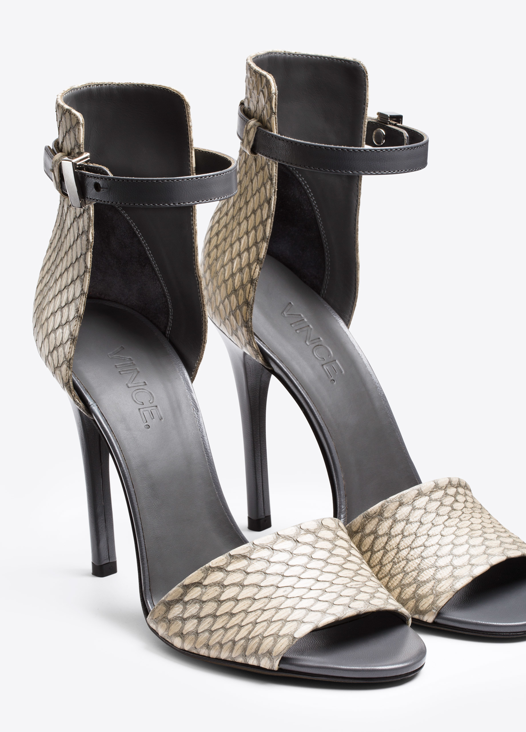 snakeskin strap sandals