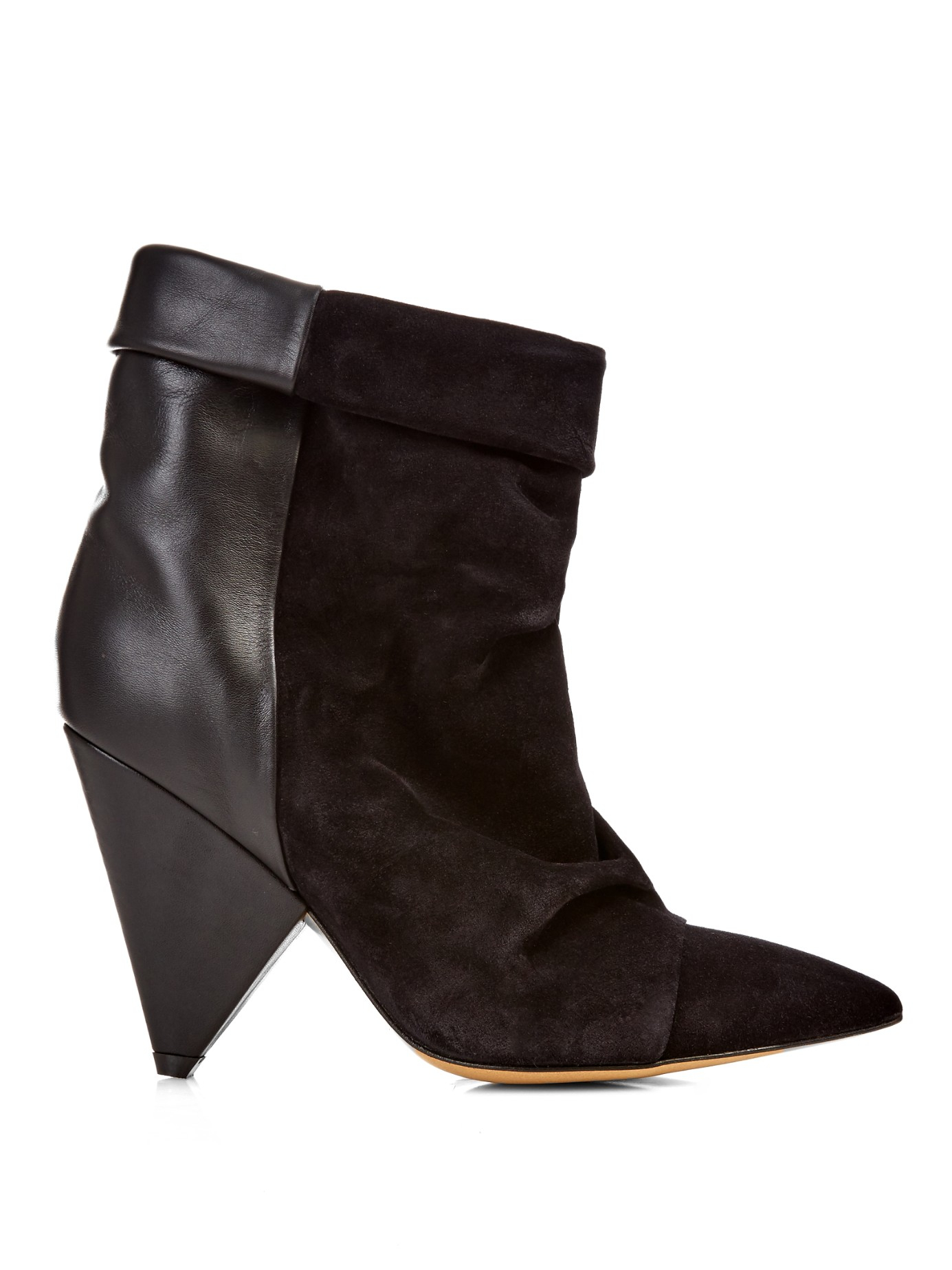 Isabel Marant Andrew Leather And Suede Ankle Boots in Black | Lyst