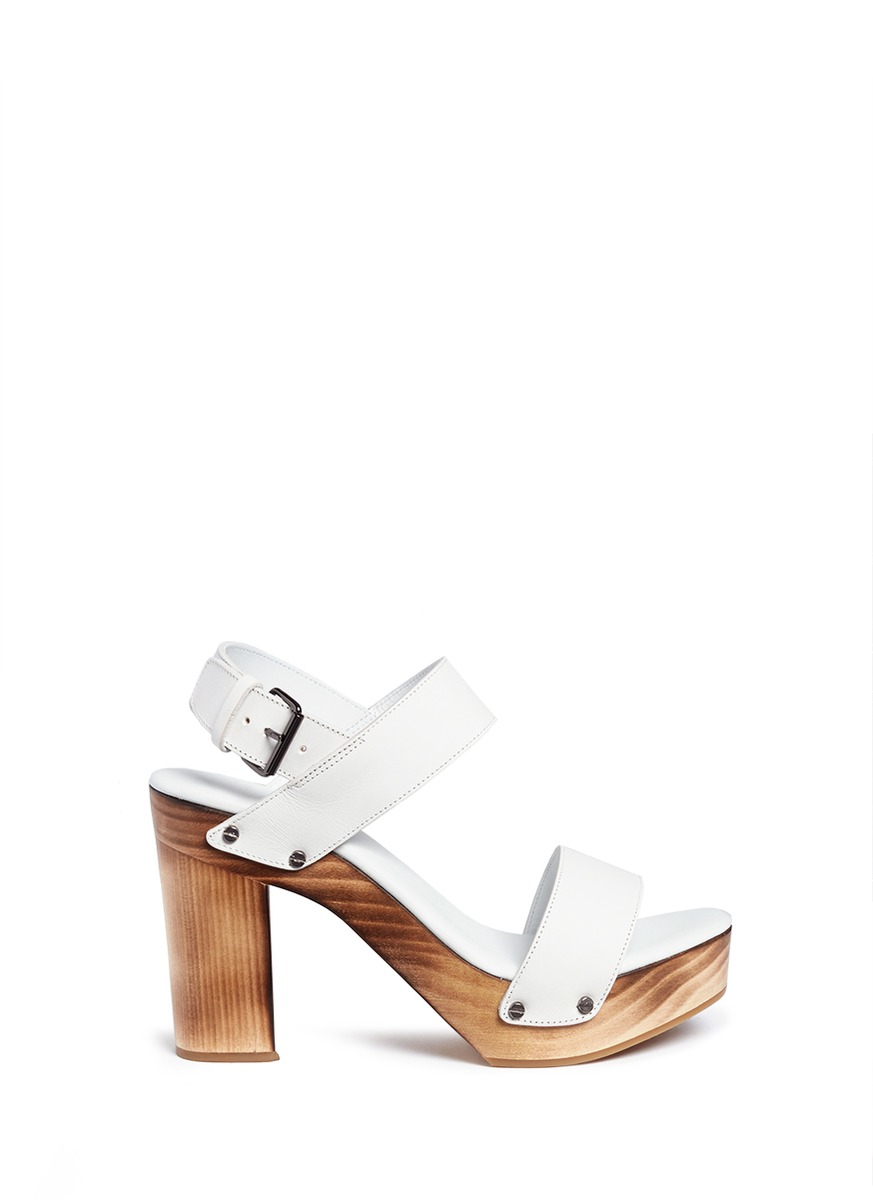 white clog heels