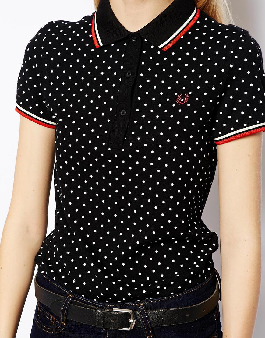Fred Perry Polka Dot Polo Shirt in White | Lyst