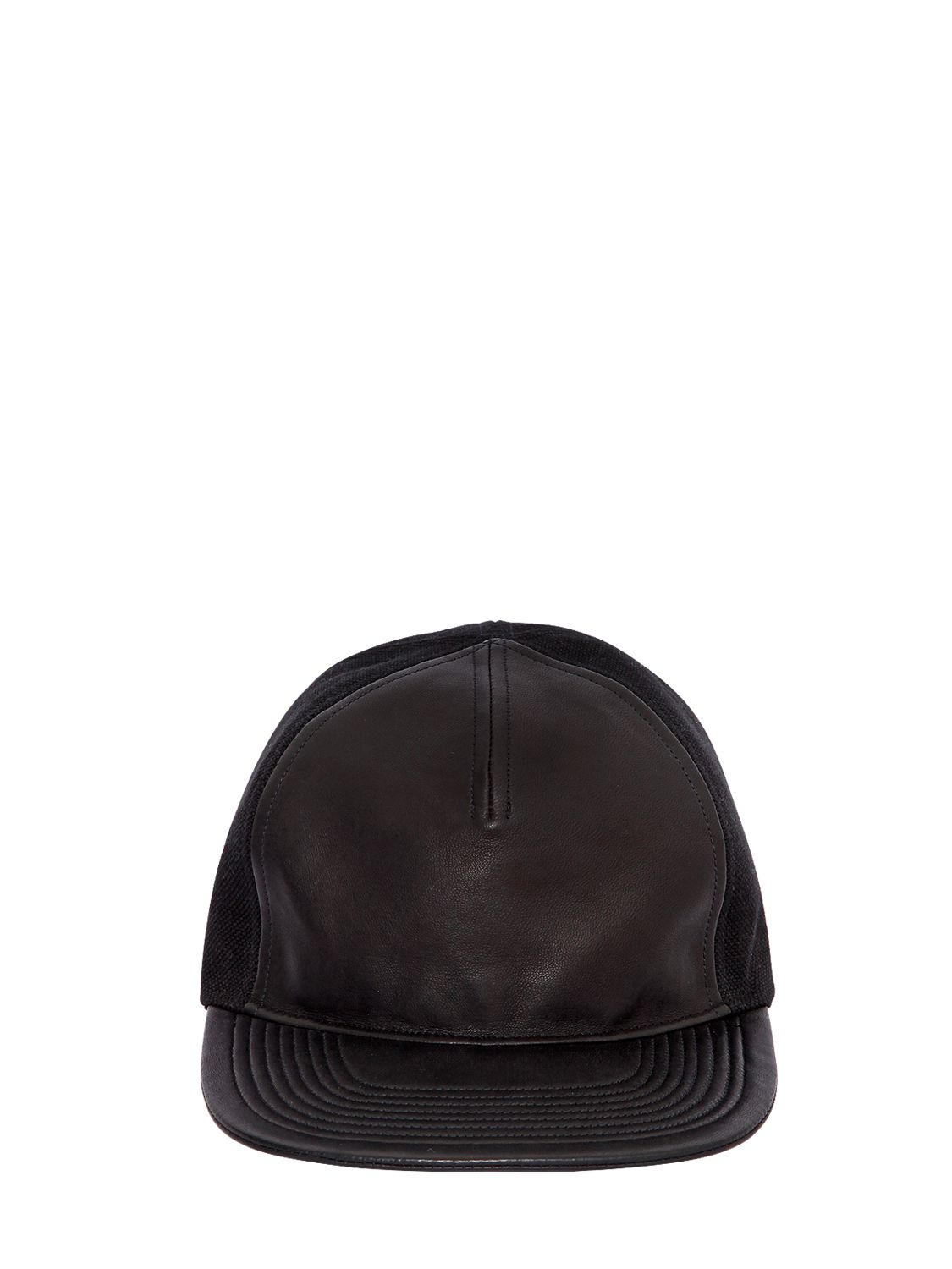 Balmain Nappa Leather & Canvas Baseball Hat in Black for Men | Lyst
