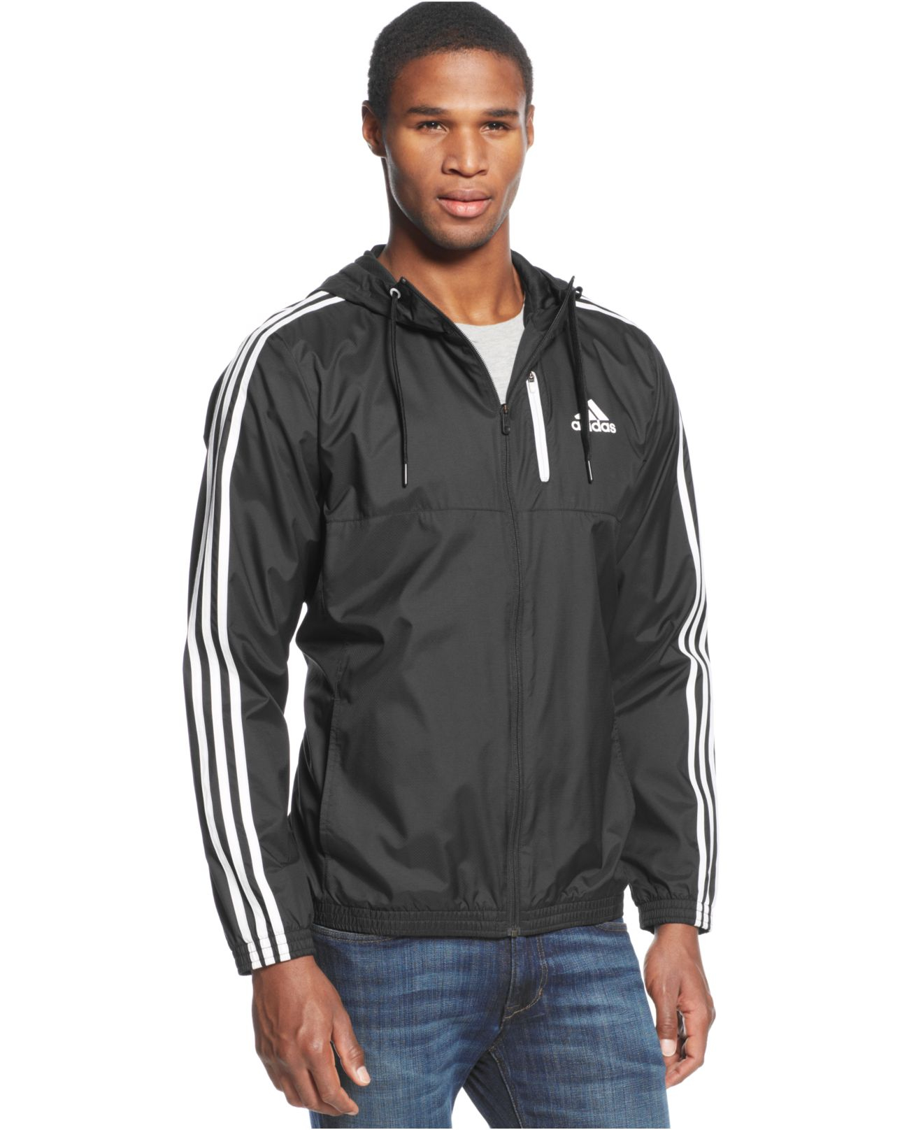 adidas Originals Synthetic Fullzip Windbreaker Jacket in Black/White