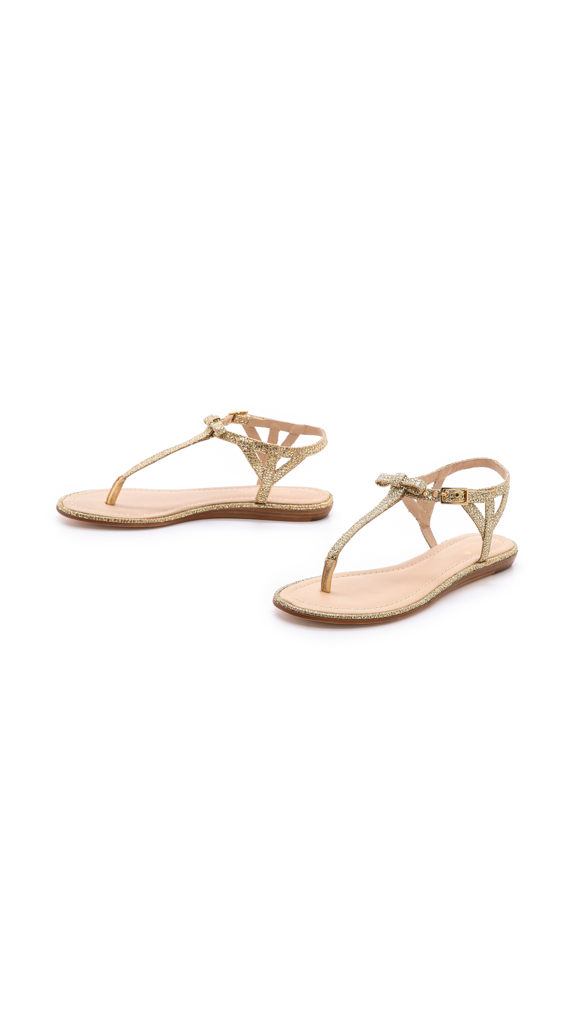 Kate Spade Andrea Metallic Flat Sandals Gold - Lyst