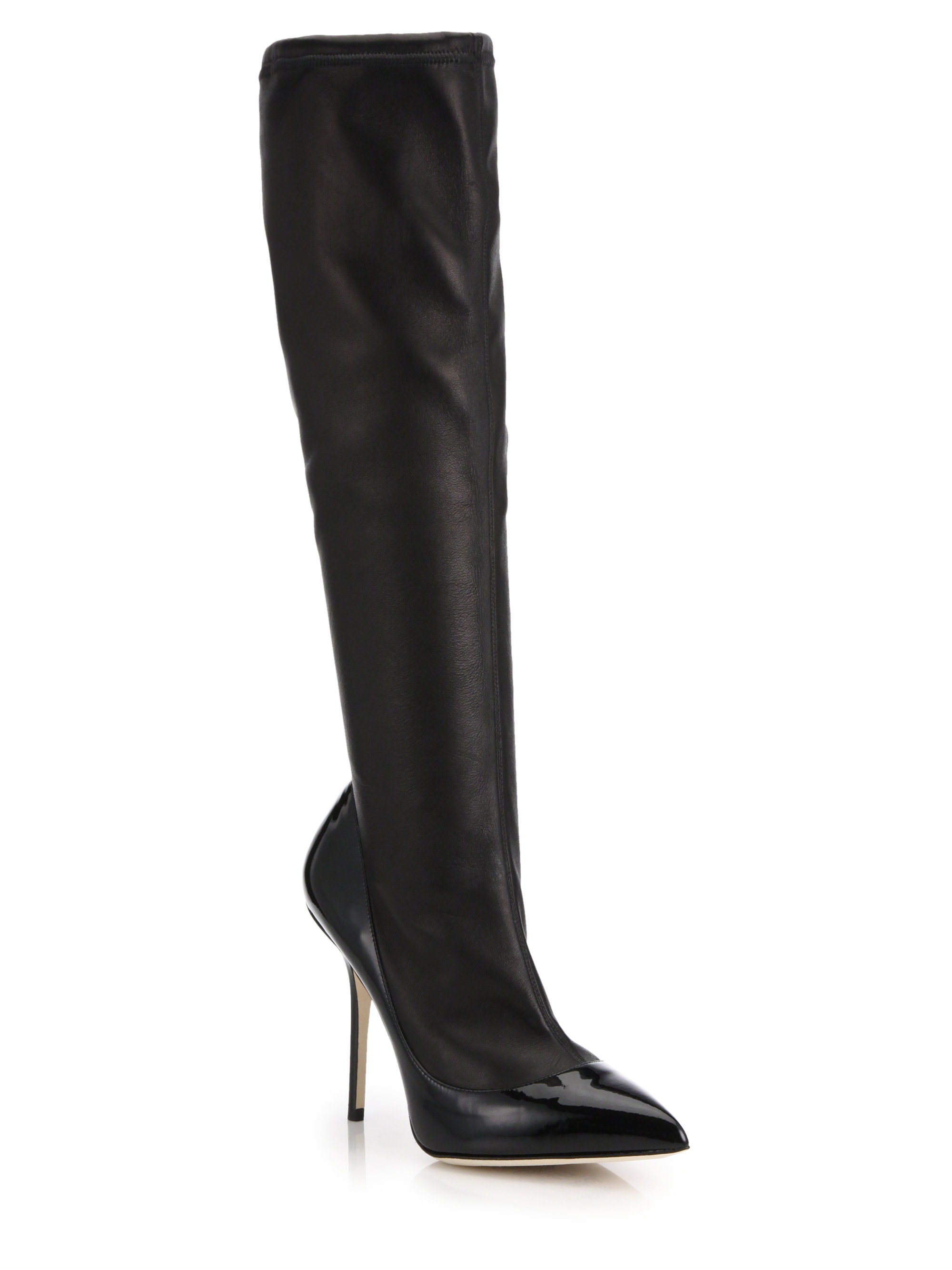 black stretchy knee high boots