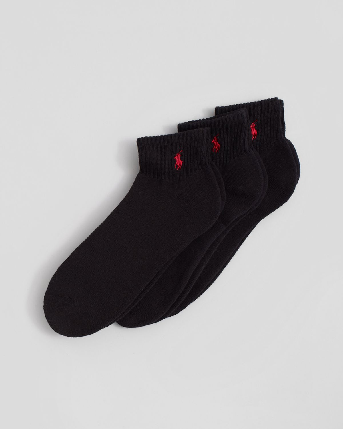 Ralph Lauren Polo Classic Low Ankle Socks, Pack Of 3 in White (Black