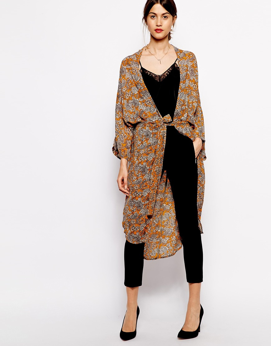 ganni dress orange flowers