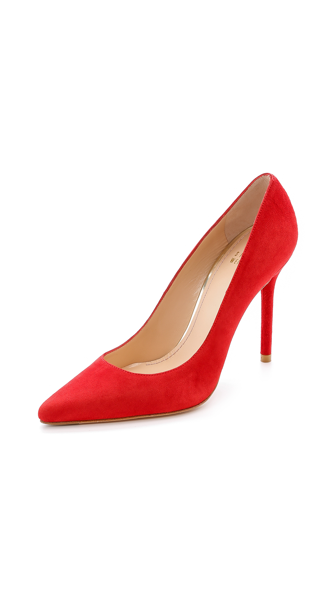 stuart weitzman red suede pumps