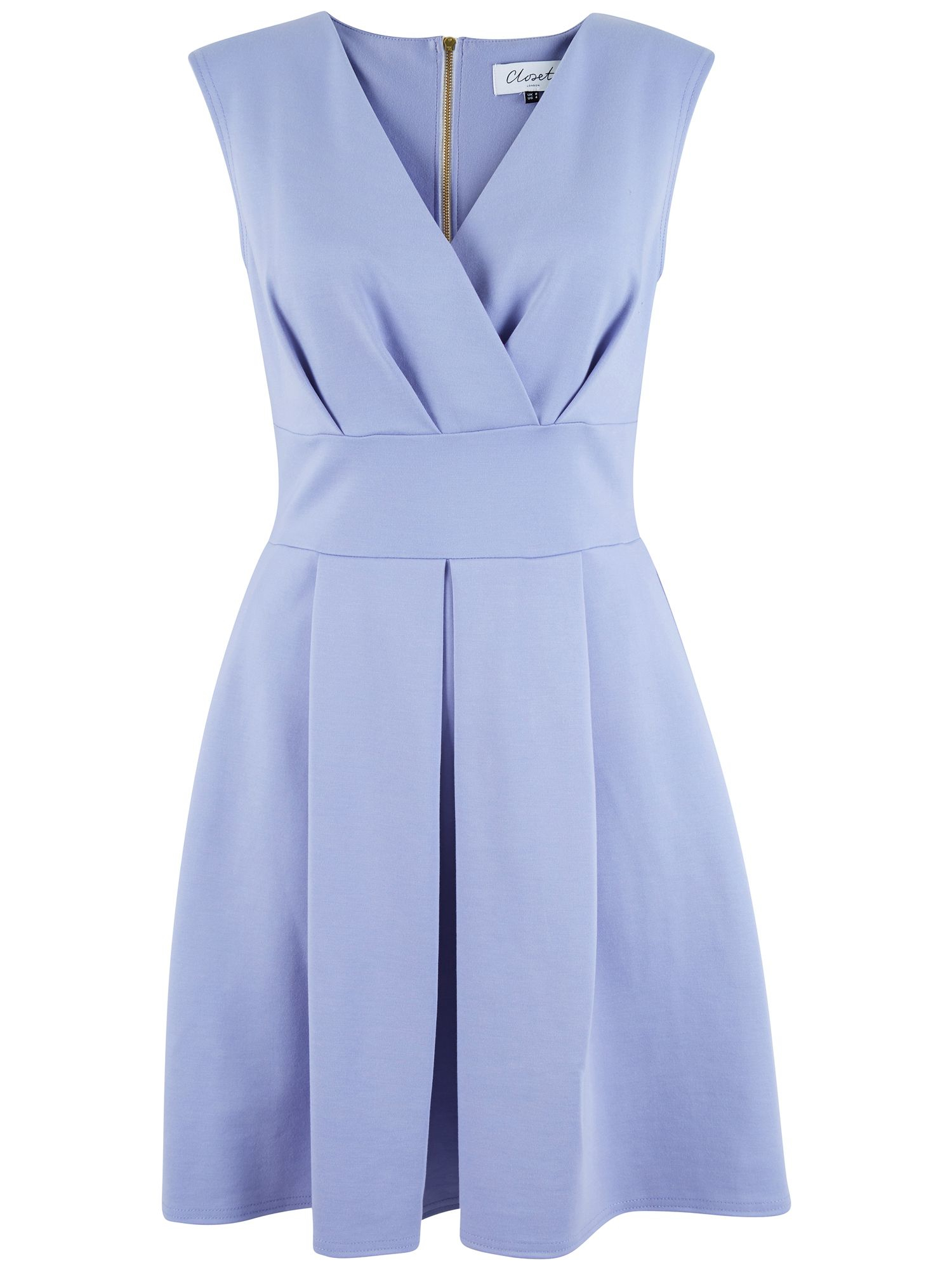 Closet Cross Over Box Pleat Dress in Blue (Pastel Blue) | Lyst