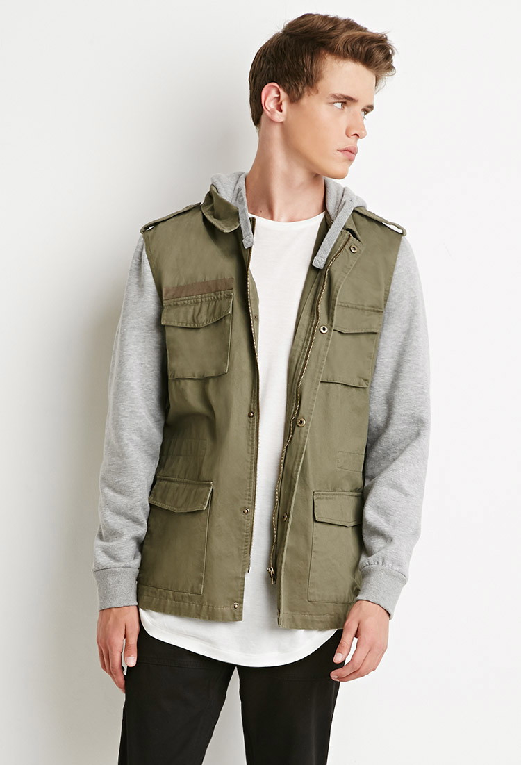 green utility jacket with hood