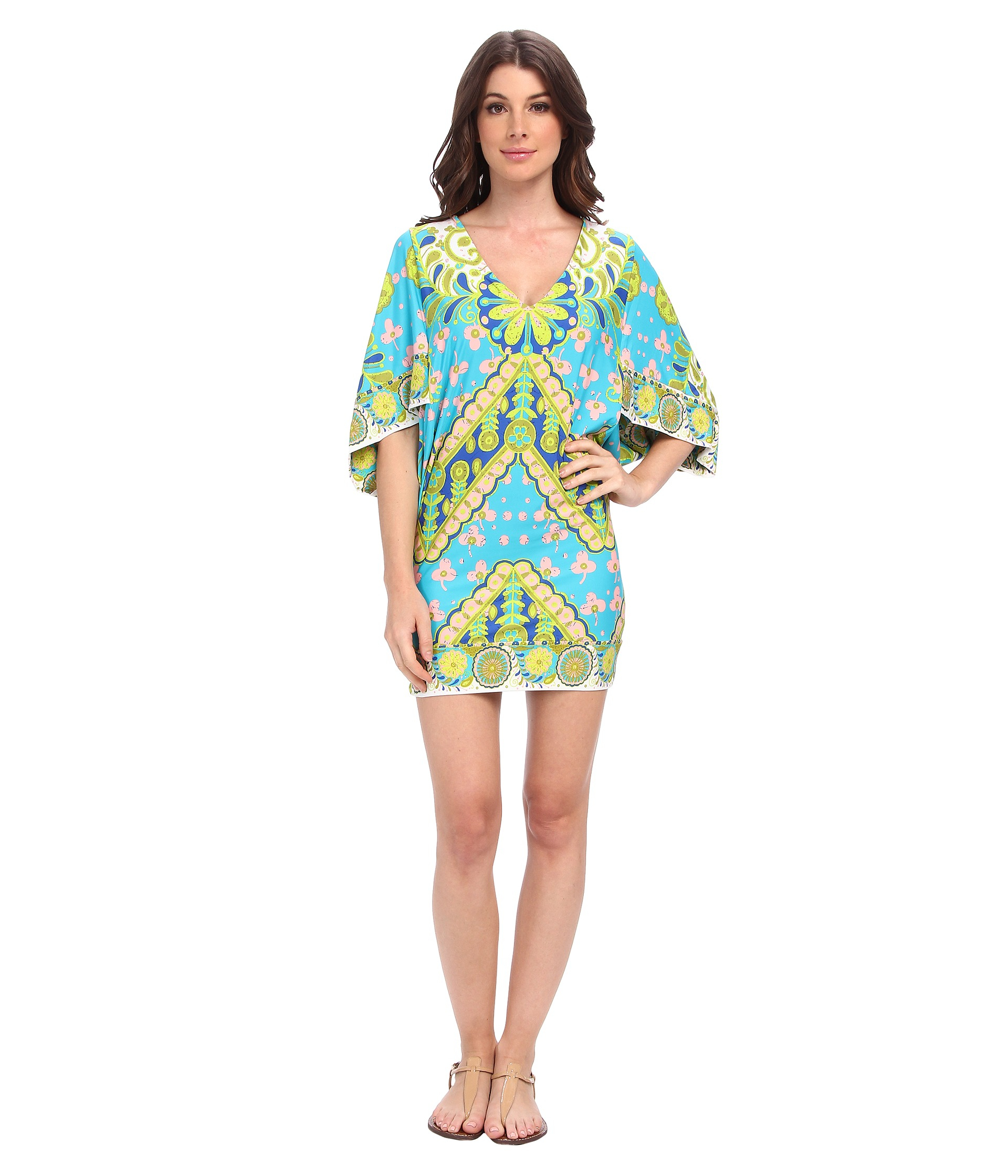 Trina Turk Woodblock Floral Swim Cover-Up Tunic in Blue - Lyst