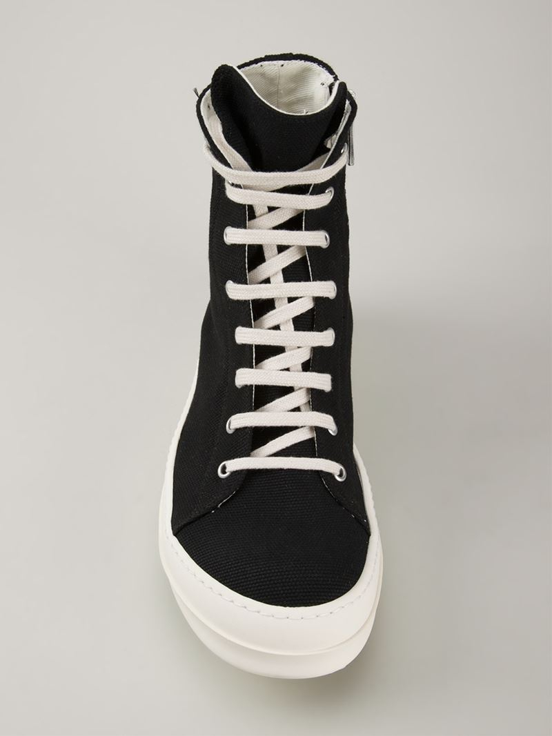 rick owens drkshdw black canvas abstract high sneakers