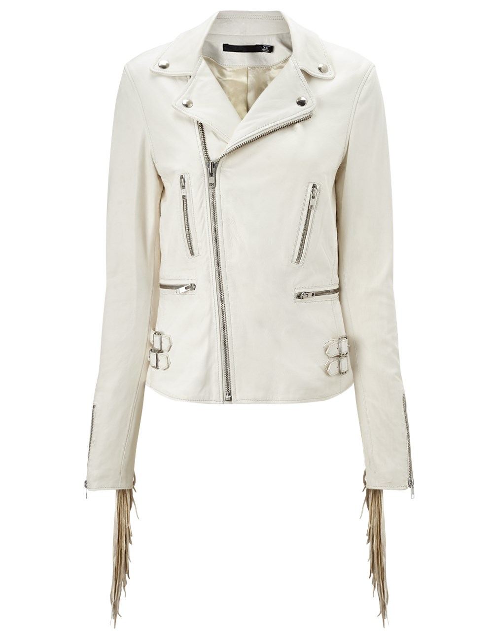 Blk Dnm White Leather Fringe Jacket 10 in White | Lyst