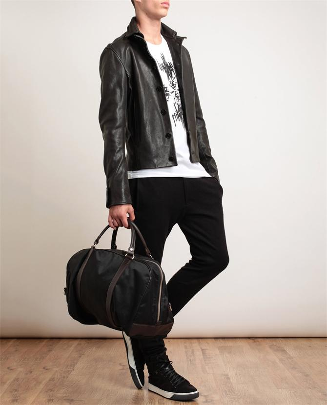 small leather holdall mens