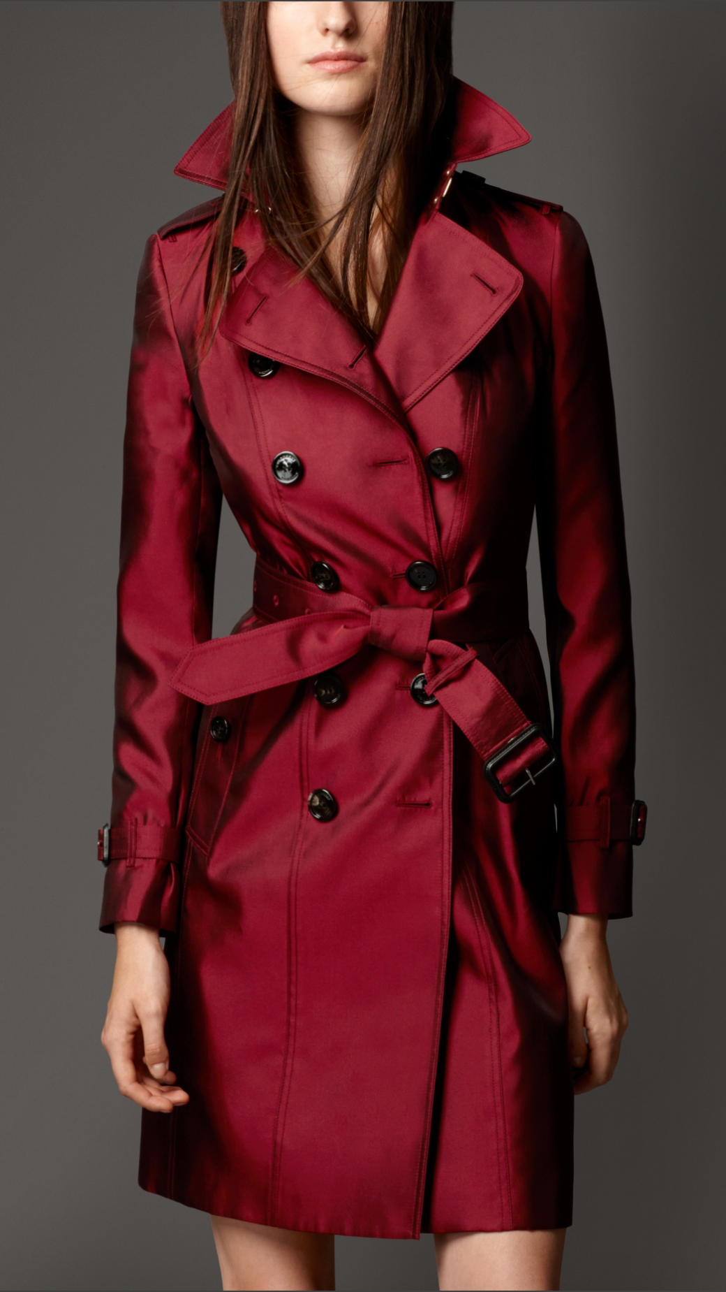 Burberry Silk Blend Trench Coat in Military Red (Red) - Lyst