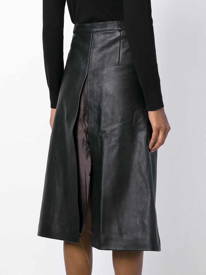 black leather a line skirt