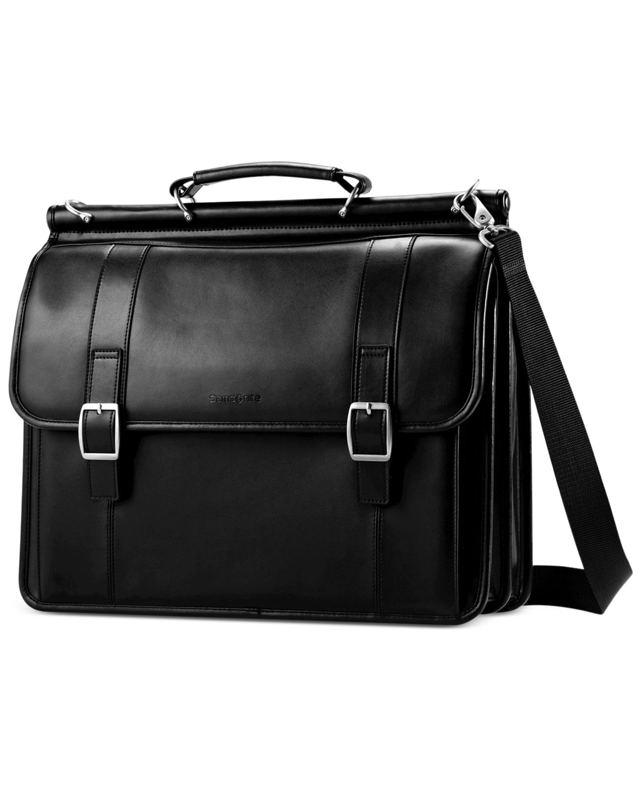 Samsonite Leather Dowel Flapover Laptop Briefcase in Black for Men | Lyst