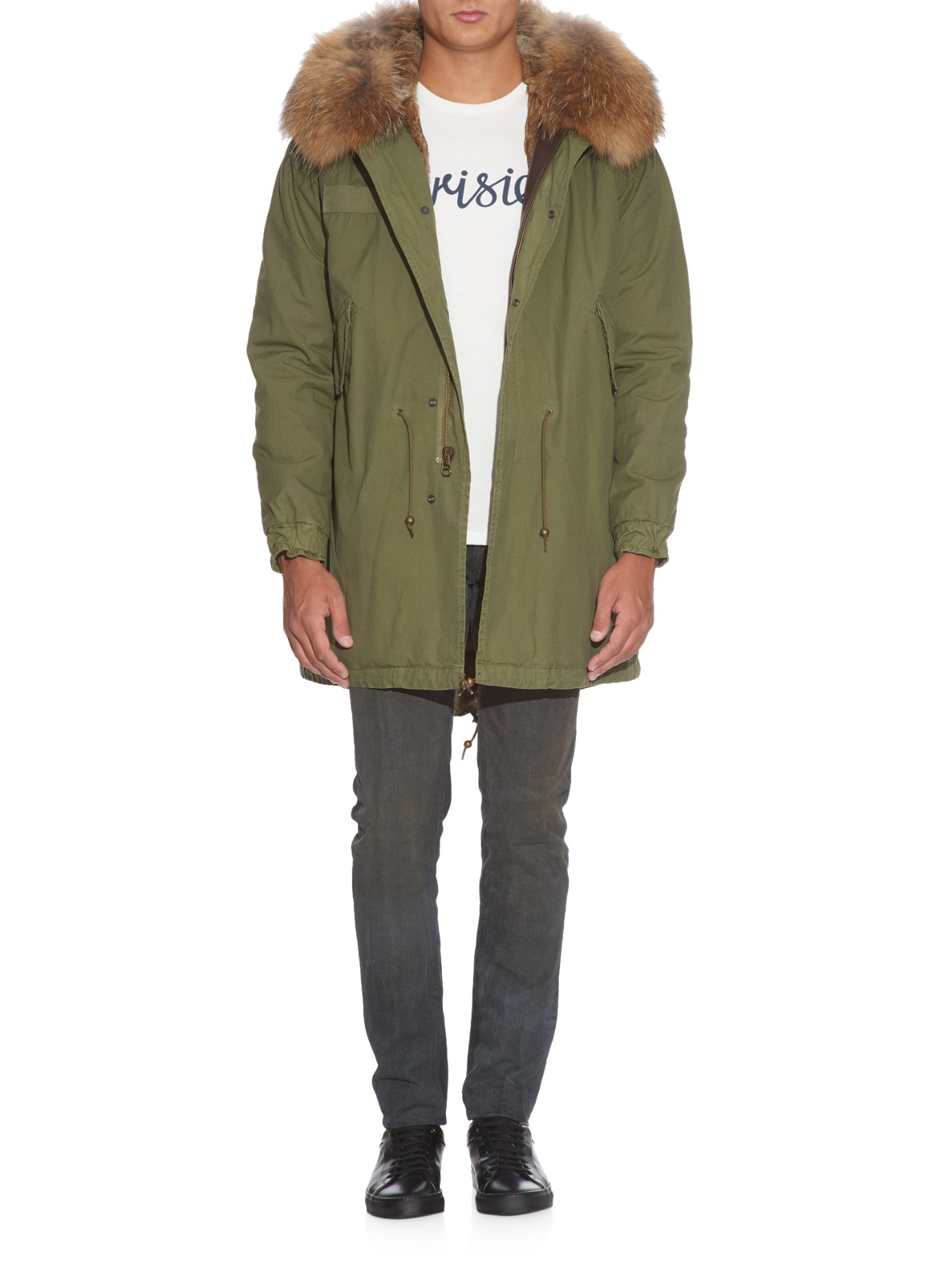 Mr & Mrs Italy Fur-Lined Canvas Parka in Green for Men | Lyst