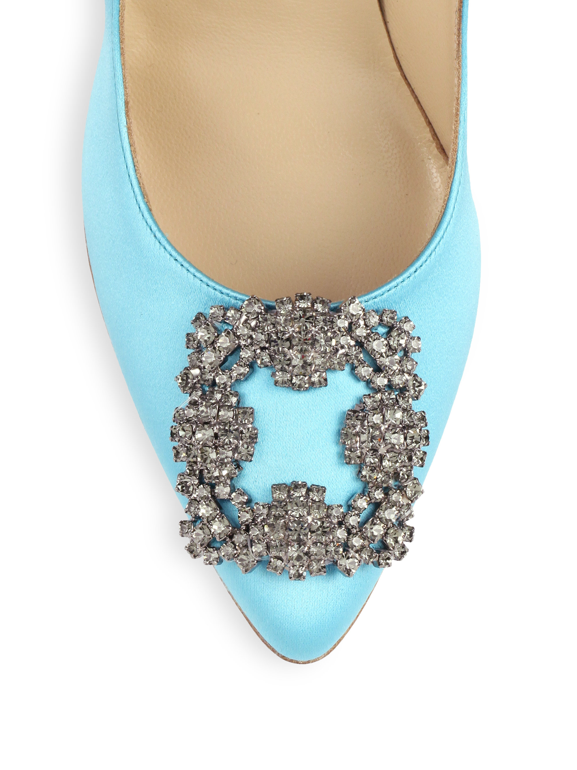 Manolo Blahnik Hangisi Satin Pump in Light Blue (Blue) - Lyst