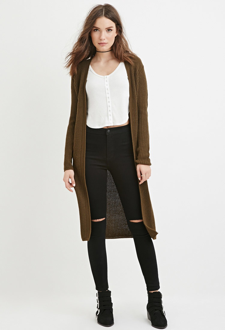 longline green cardigan