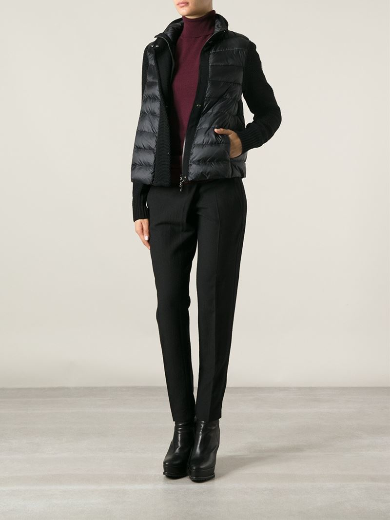 Moncler Padded Cardigan in Black | Lyst