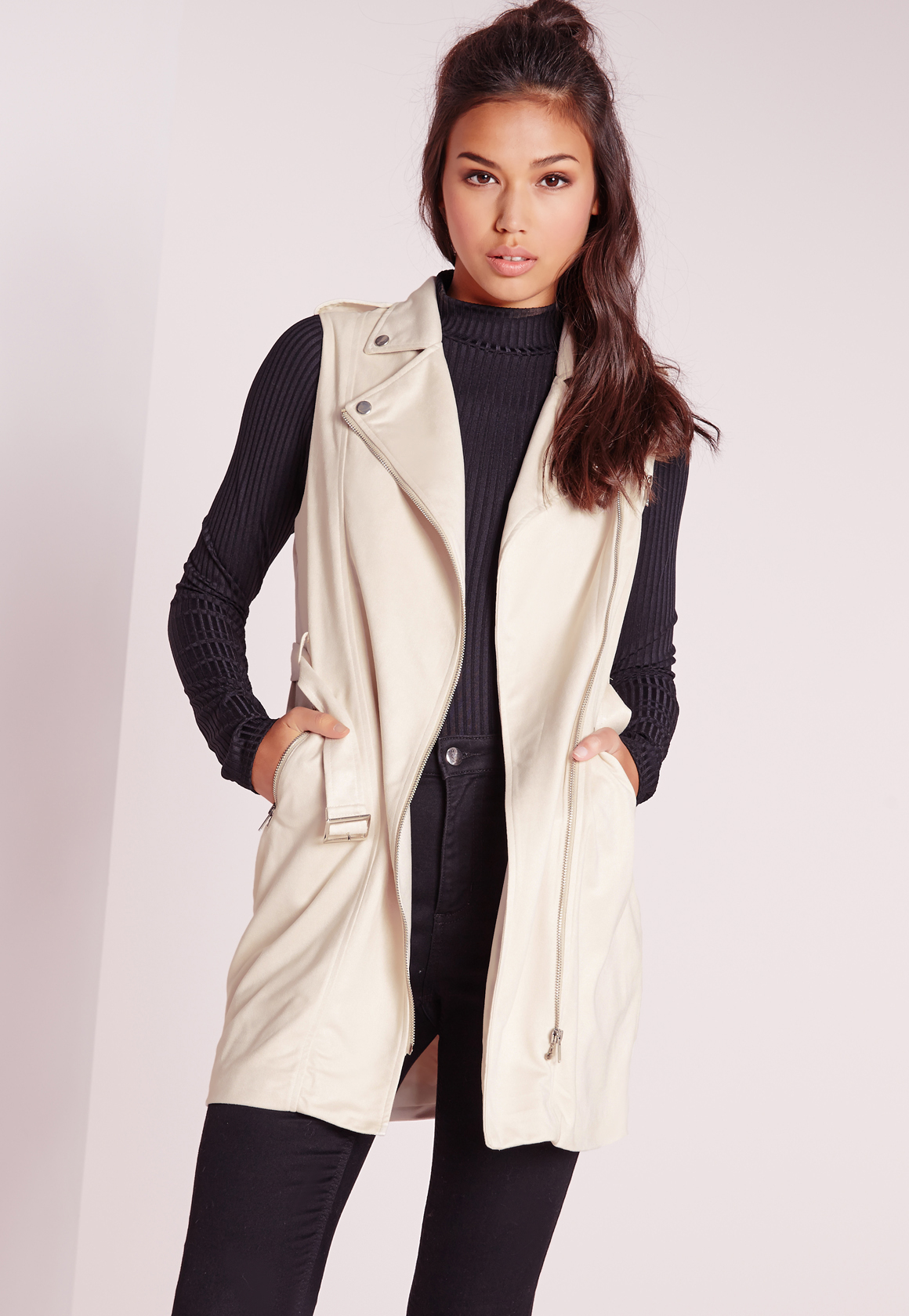 longline suede biker jacket