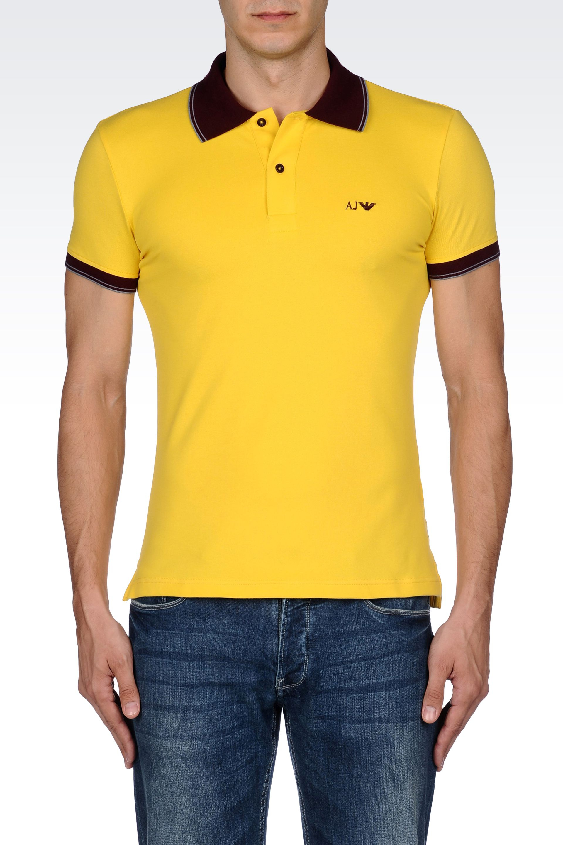 Armani jeans Polo Shirt In Cotton Pique in Yellow for Men | Lyst