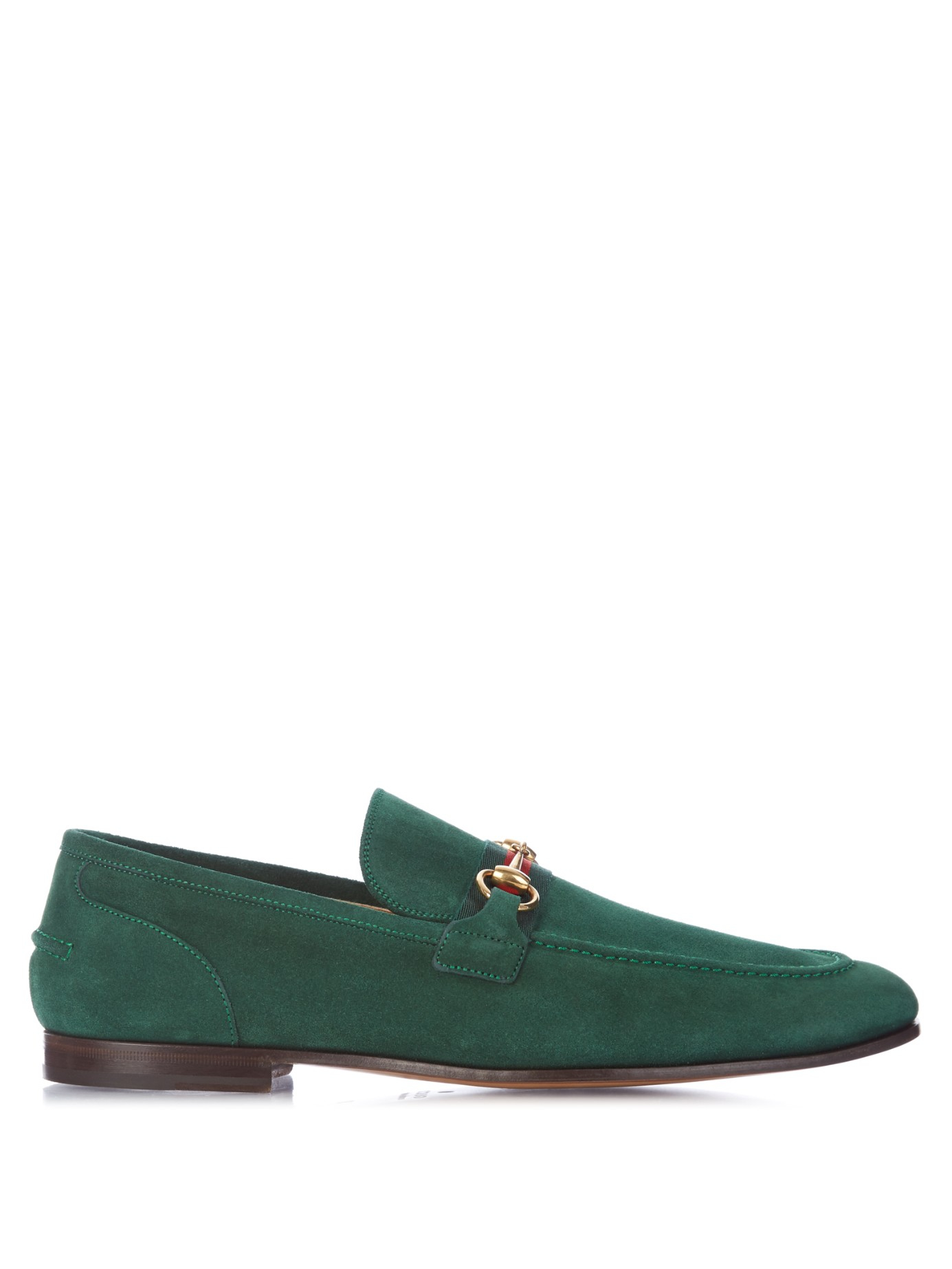 Gucci Horsebit Suede Loafers in Green for Men - Lyst